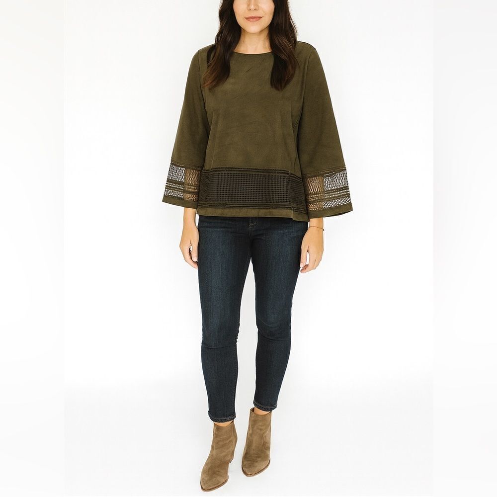Marie Oliver Suede Laser Cut Oversized Blouse